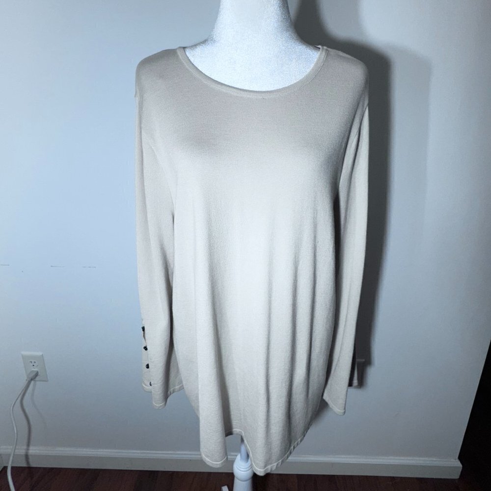 Women's Alfani Cream Pullover Sweater - XL